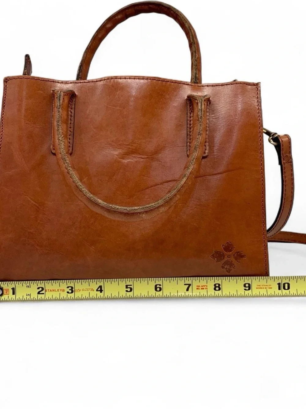 Patricia Nash Adeline Cutout Tooled Leather Tote Bag Cognac Brown Crossbody